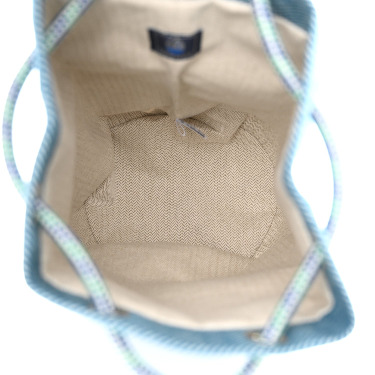 Hermes Toile H Canvas Les Cabanes Drawstring Duffle Bag Bleu Paon 5 of 10