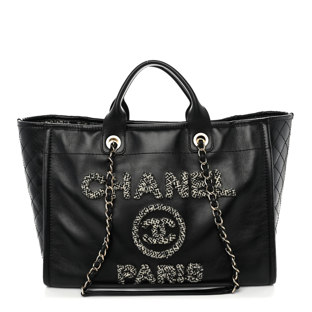 Chanel Calfskin Tweed Medium Deauville Tote Black Multicolor 1 of 13