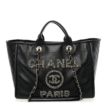 Chanel Calfskin Tweed Medium Deauville Tote Black Multicolor 1 of 13