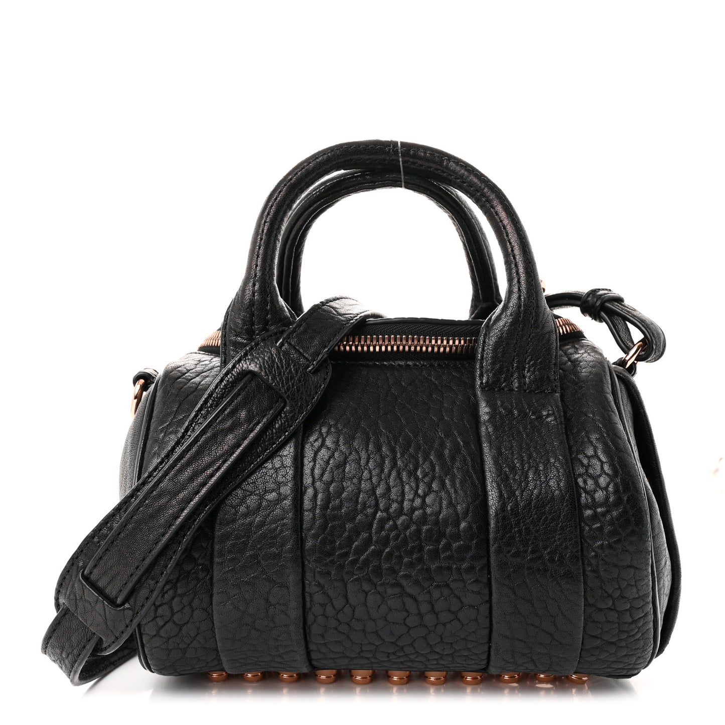 Pebbled Lambskin Mini Rockie Black Rose Gold Hardware