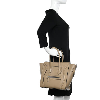 Celine Drummed Calfskin Micro Luggage Dune 2 of 10