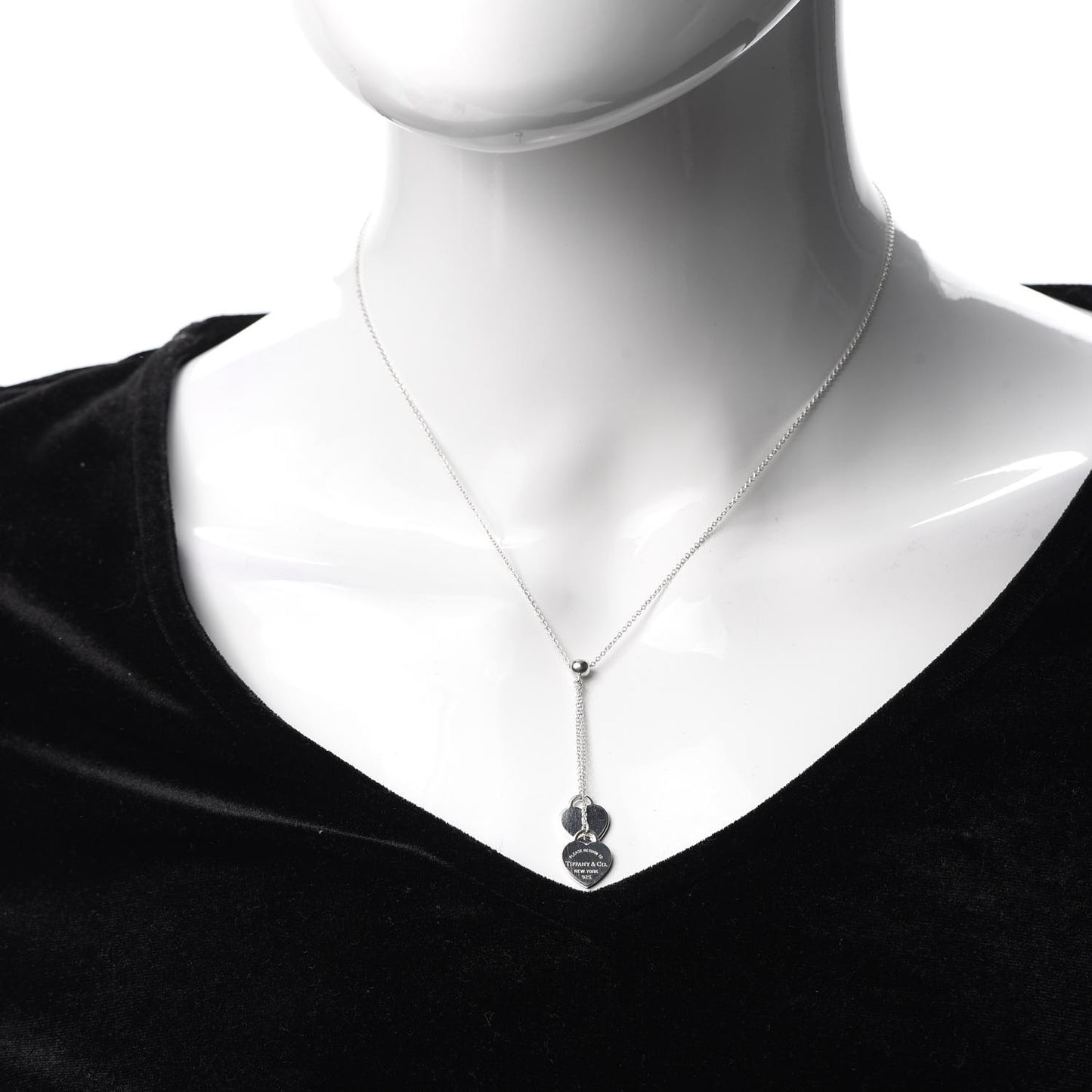 Sterling Silver Return to Tiffany Double Heart Drop Necklace