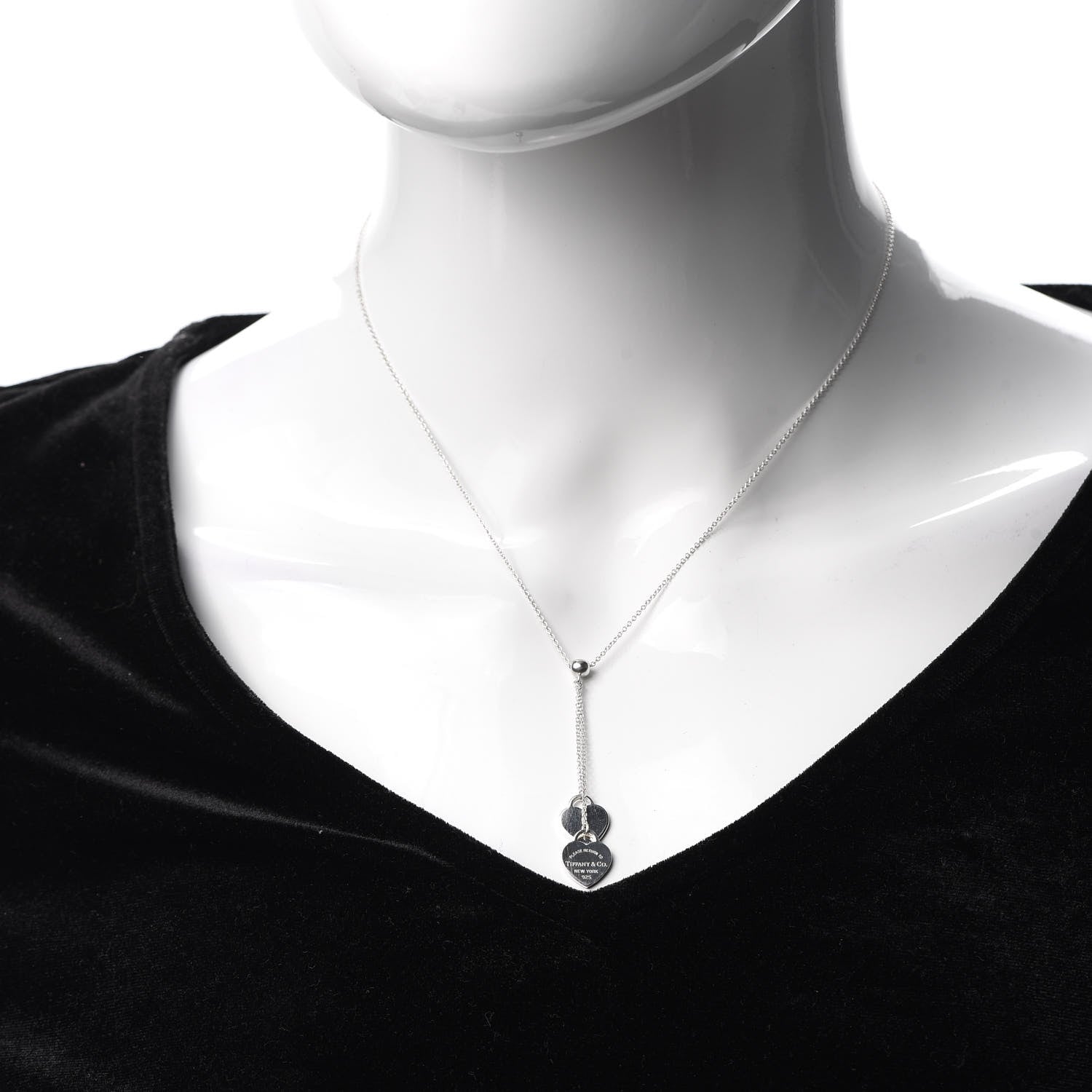 Tiffany Sterling Silver Return to Tiffany Double Heart Drop Necklace 2 of 5
