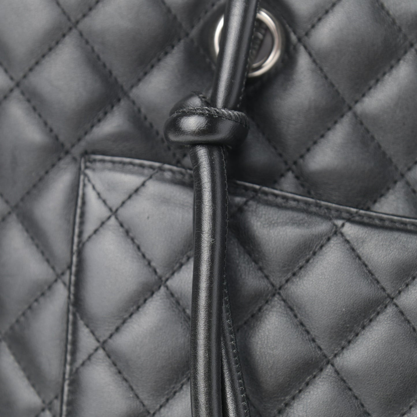 Calfskin Quilted Large Cambon Tote Black White