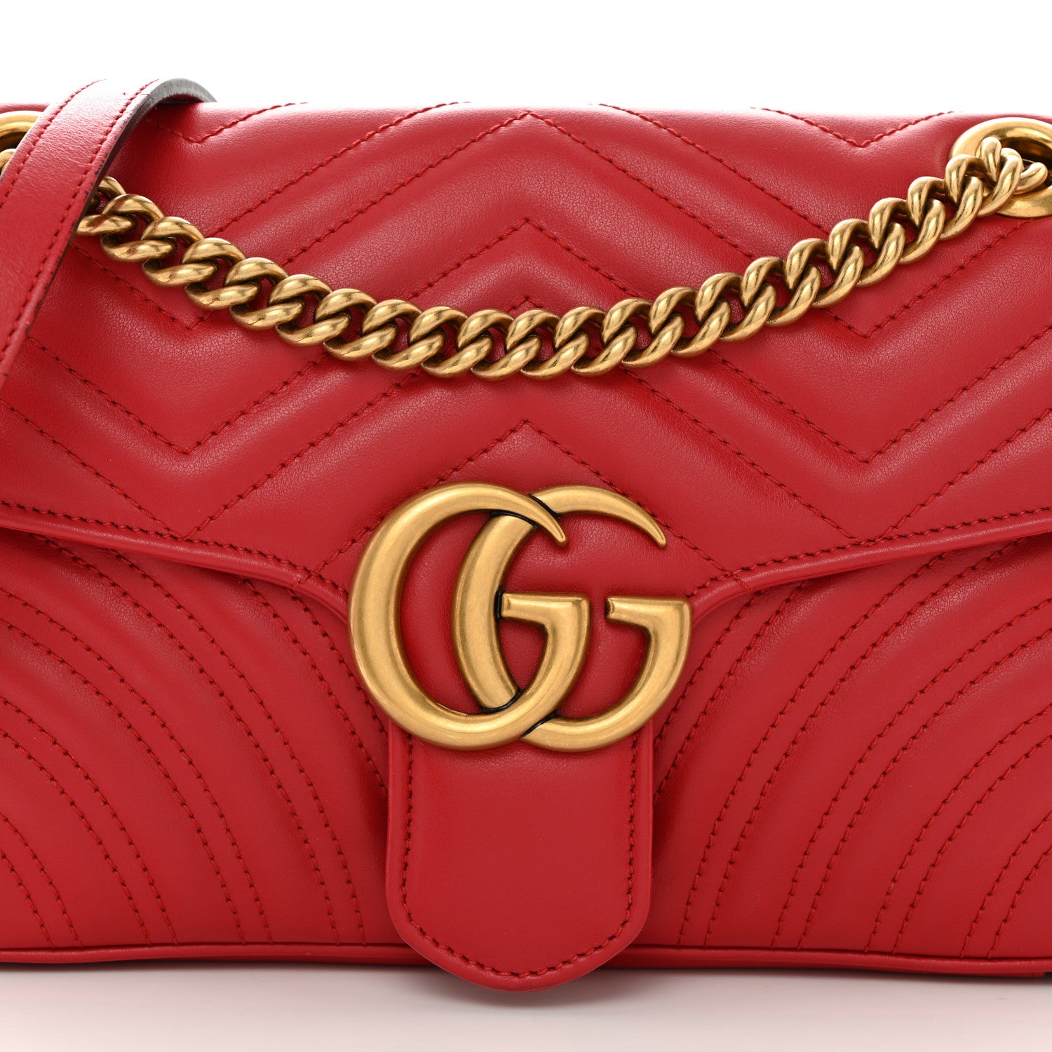 Gucci Calfskin Matelasse Small GG Marmont Shoulder Bag Hibiscus Red 8 of 10