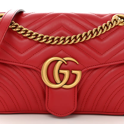 Gucci Calfskin Matelasse Small GG Marmont Shoulder Bag Hibiscus Red 8 of 10