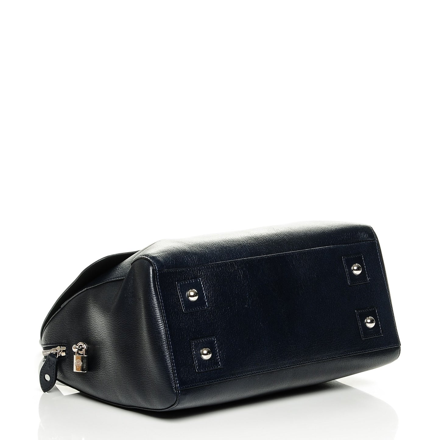Glossy Goatskin Medium Del Rey Satchel Midnight Blue