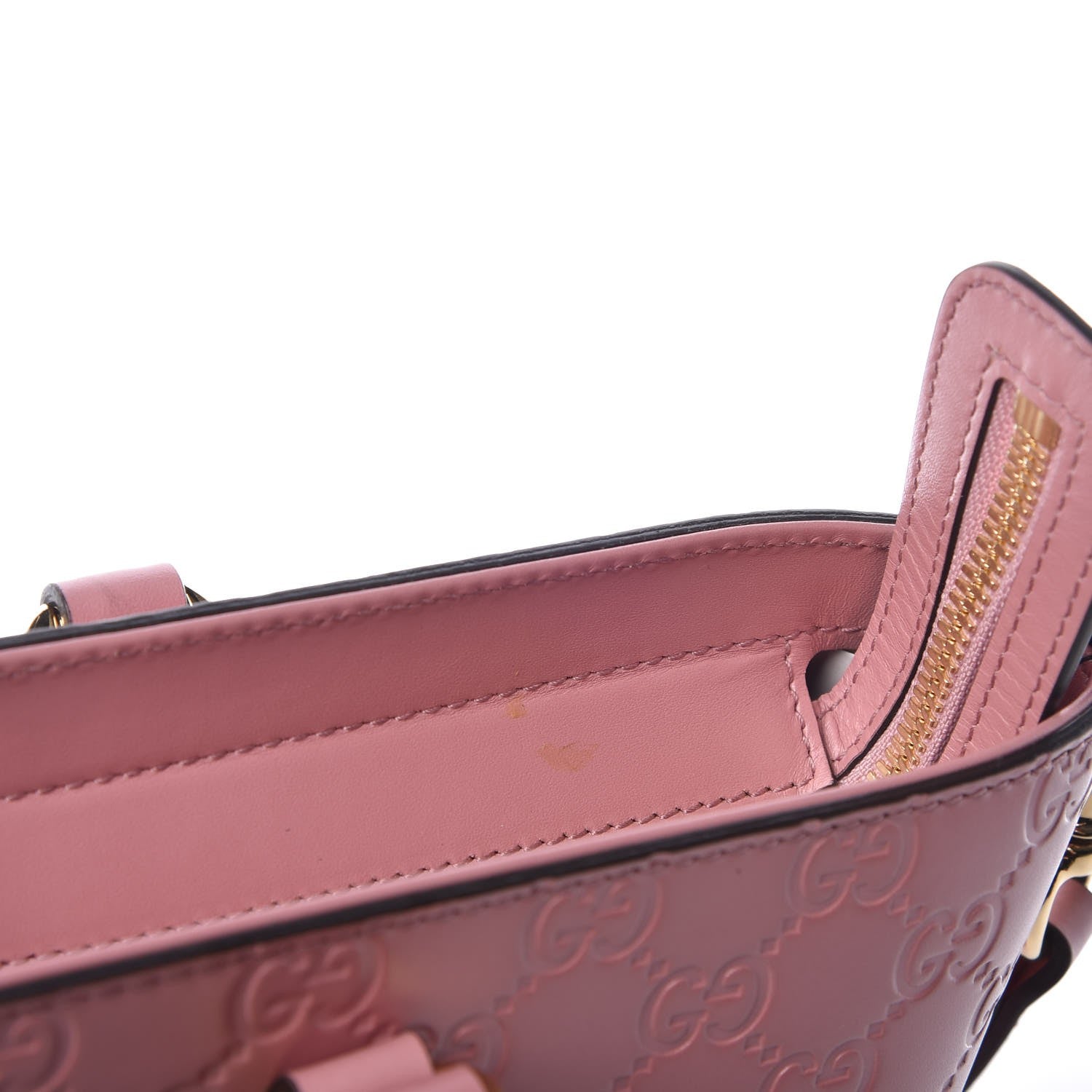 Gucci Guccissima Signature Small Zippered Bucket Tote Rose Baby Candy 8 of 8