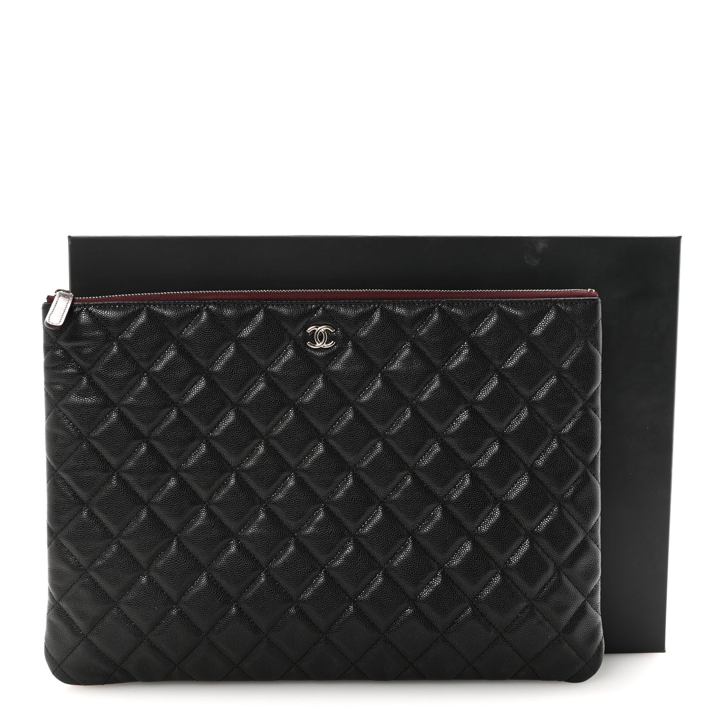 Caviar Quilted Large Cosmetic Case Black