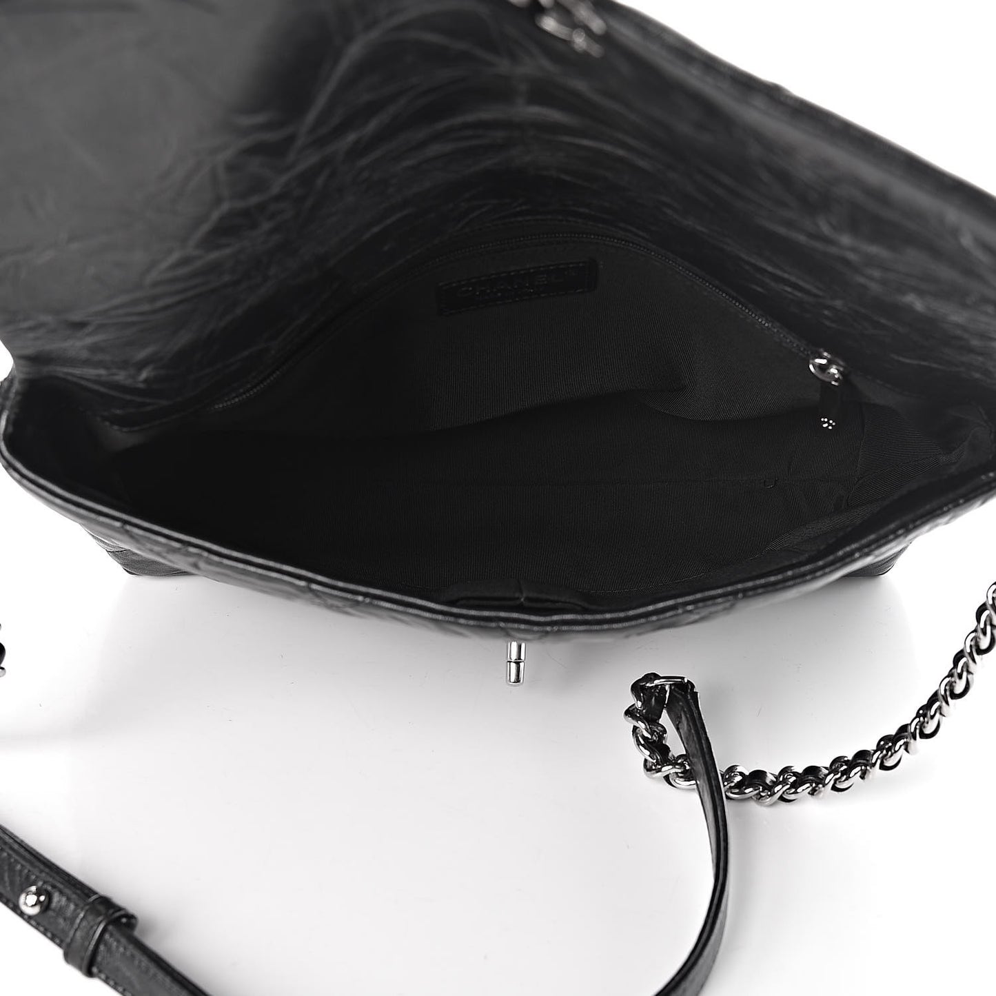Crackled Aged Calfskin Big Bang Flap Black