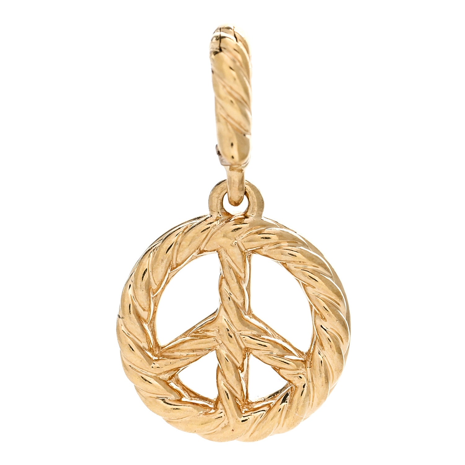 David Yurman 18K Yellow Gold Diamond Cable Collectibles Peace Sign Pendant 3 of 5