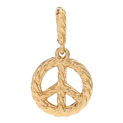 David Yurman 18K Yellow Gold Diamond Cable Collectibles Peace Sign Pendant 3 of 5