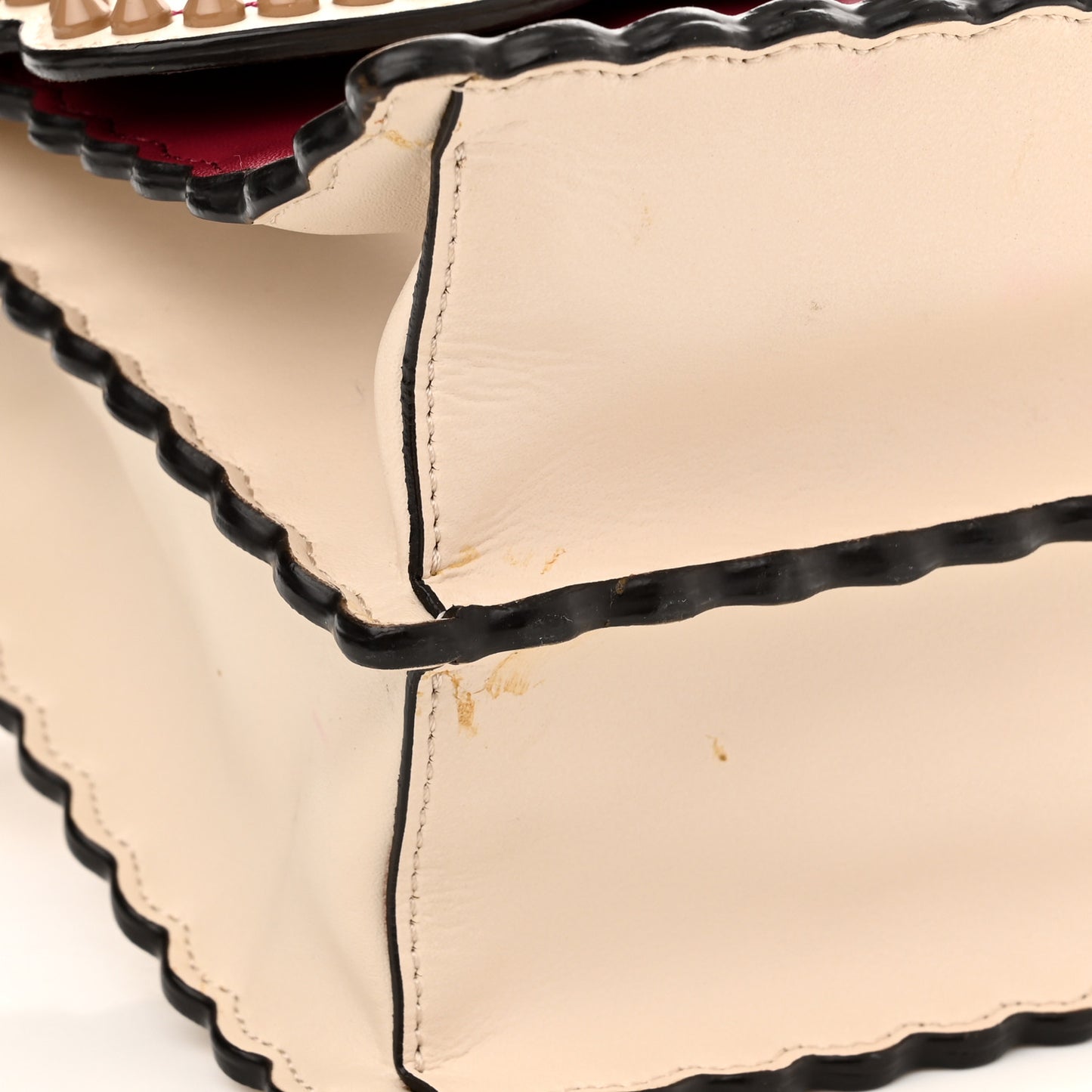 Vitello Liberty Lucido Flowers and Bows Scalloped Studded Kan I Shoulder Bag Camelia Black Cherry