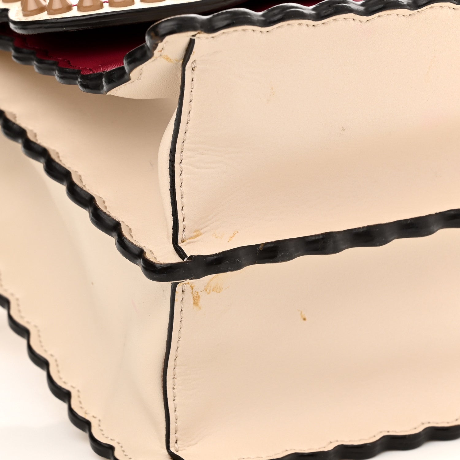 Fendi Vitello Liberty Lucido Flowers and Bows Scalloped Studded Kan I Shoulder Bag Camelia Black Cherry 15 of 16