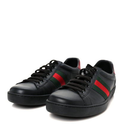 Gucci Miro Soft Calfskin Ayers Web Mens Ace Sneakers 7.5 Black Rosso 4 of 10