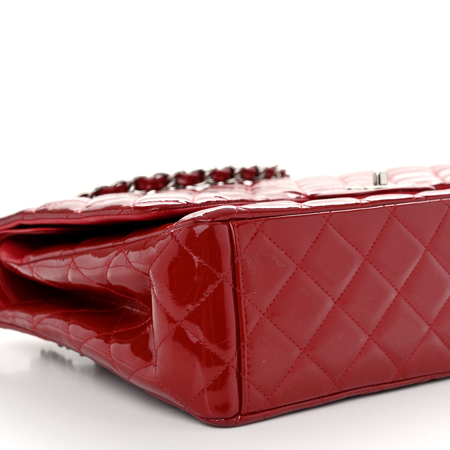Patent Quilted Maxi Double Flap Red