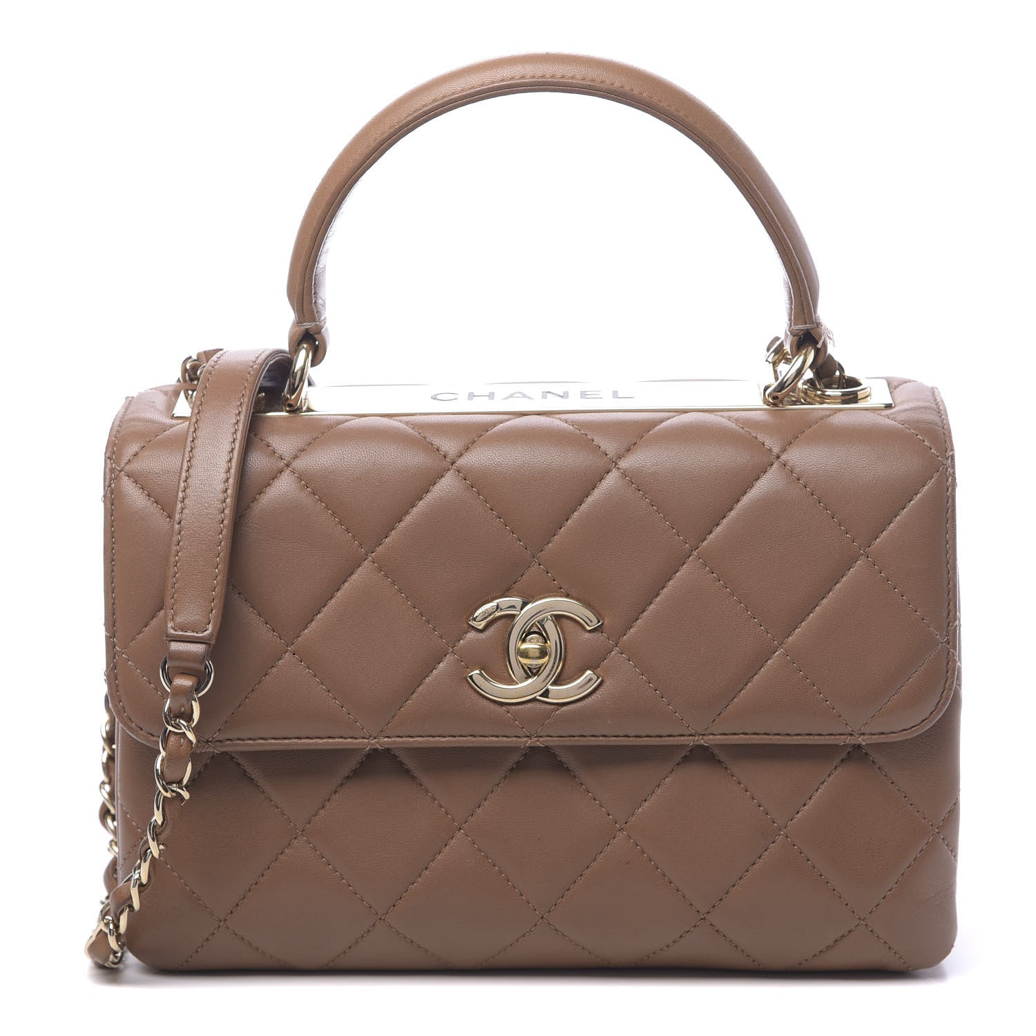 Chanel Lambskin Quilted Small Trendy CC Flap Dual Handle Bag Camel 1 of 13