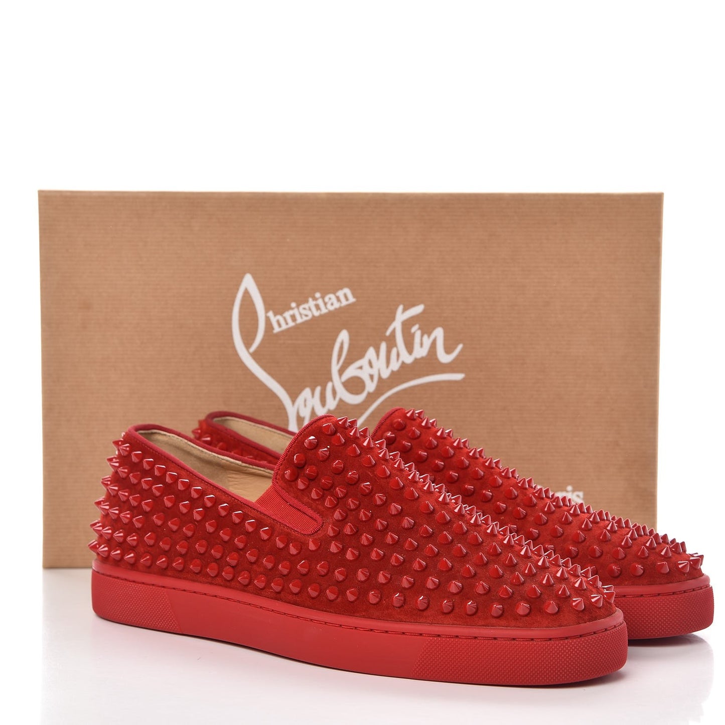 Veau Velours Mens GG Spikes Roller Boat Flats 43 Rougissime
