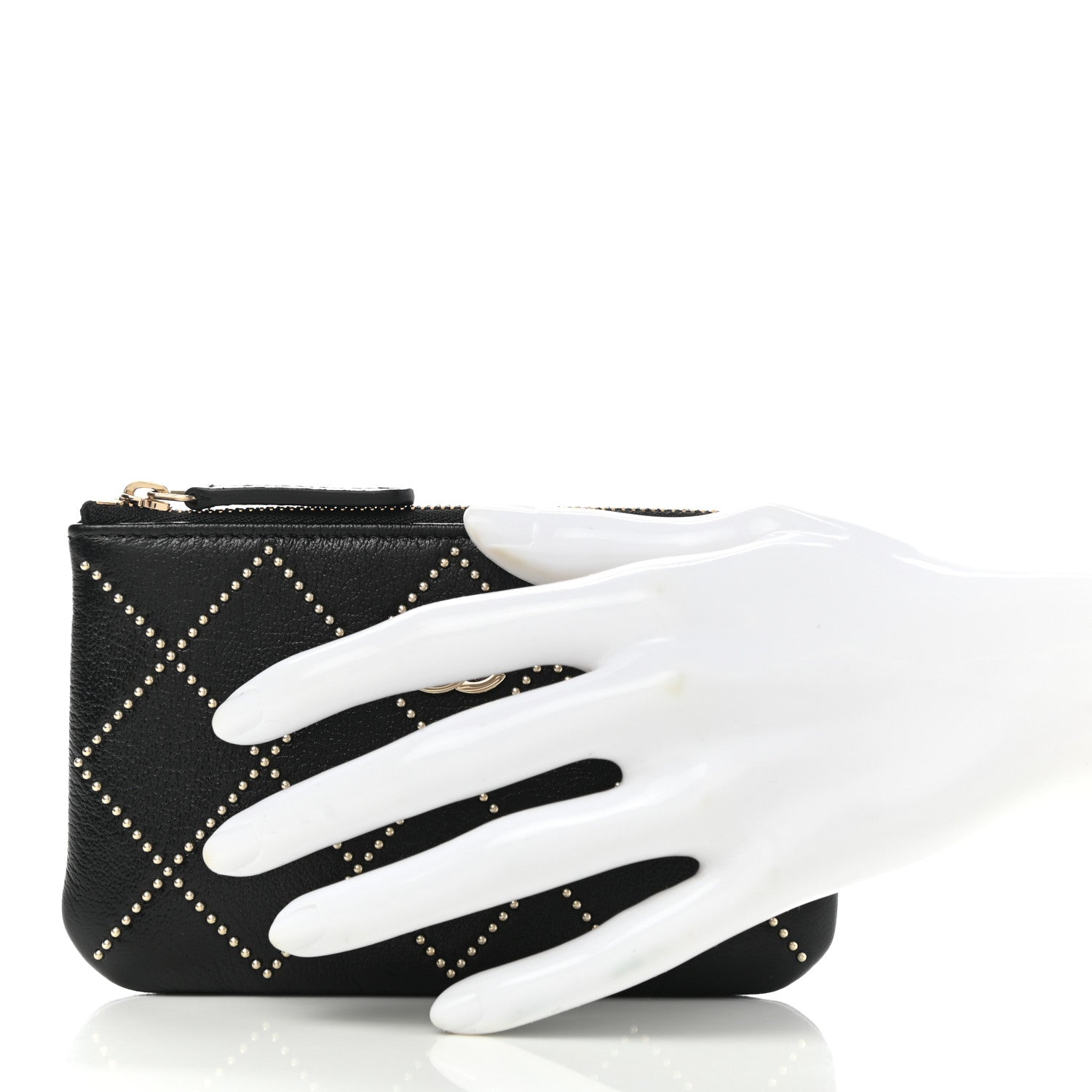 Chanel Shiny Lambskin Studded Rock The Diamond CC Small Cosmetic Case Black 2 of 8