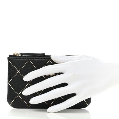 Chanel Shiny Lambskin Studded Rock The Diamond CC Small Cosmetic Case Black 2 of 8