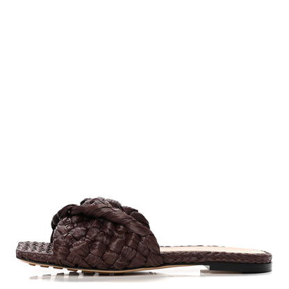 Bottega Veneta Raffia Twisted Intrecciato Stretch Flat Sandals 38 Bitter Chocolate 1 of 10