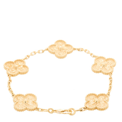 Van Cleef & Arpels 18K Yellow Gold 5 Motifs Vintage Alhambra Bracelet 2 of 5