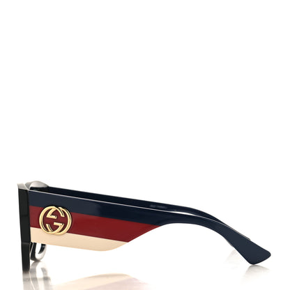 Gucci Acetate Web Oversized Frame Rectangle Sunglasses GG0276S Black Multicolor 3 of 8