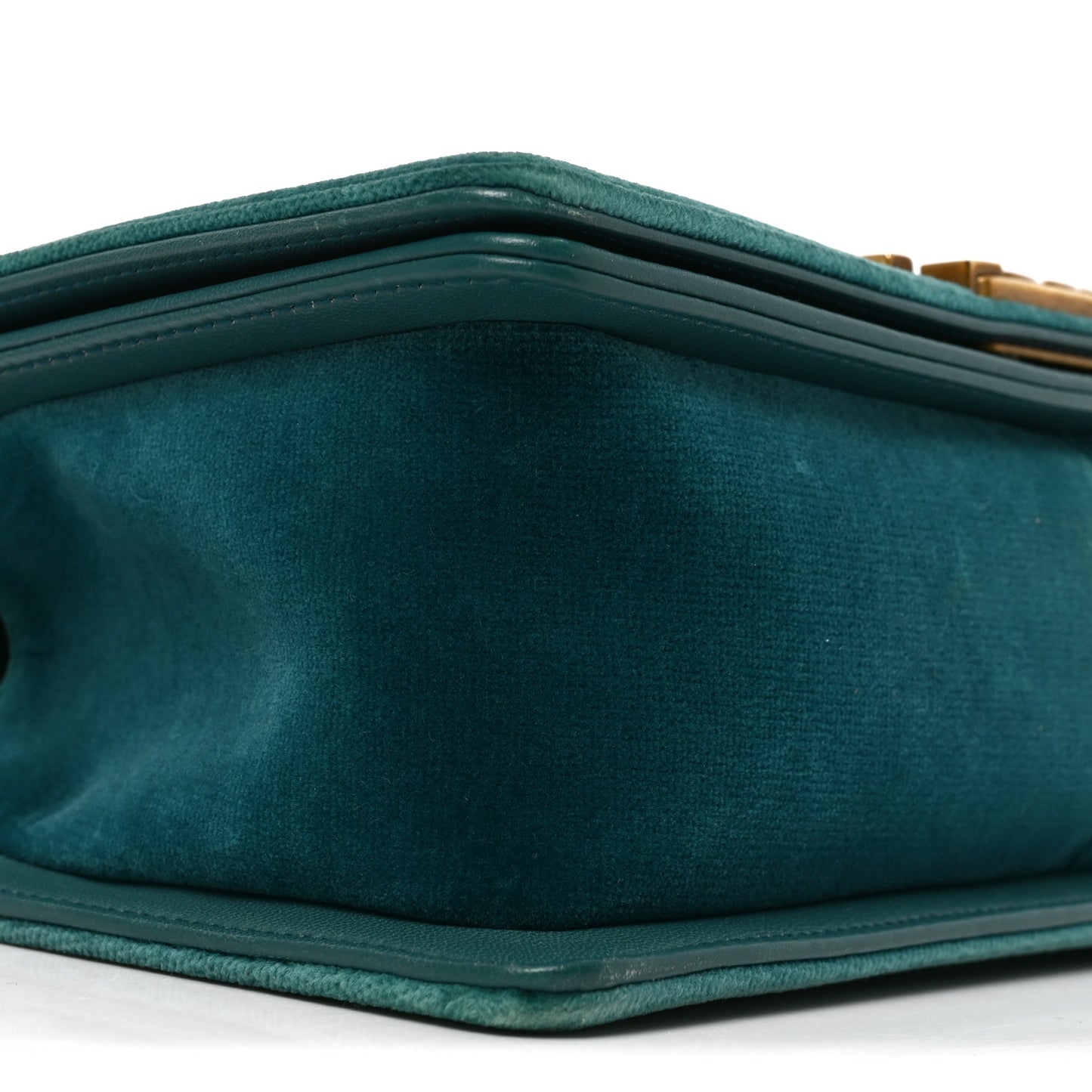 Velvet Chevron Quilted Medium Boy Flap Peacock Blue