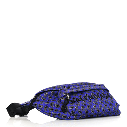 Balenciaga Sport Nylon Logo Paisley Print Wheel Belt Bag Navy Black 4 of 10