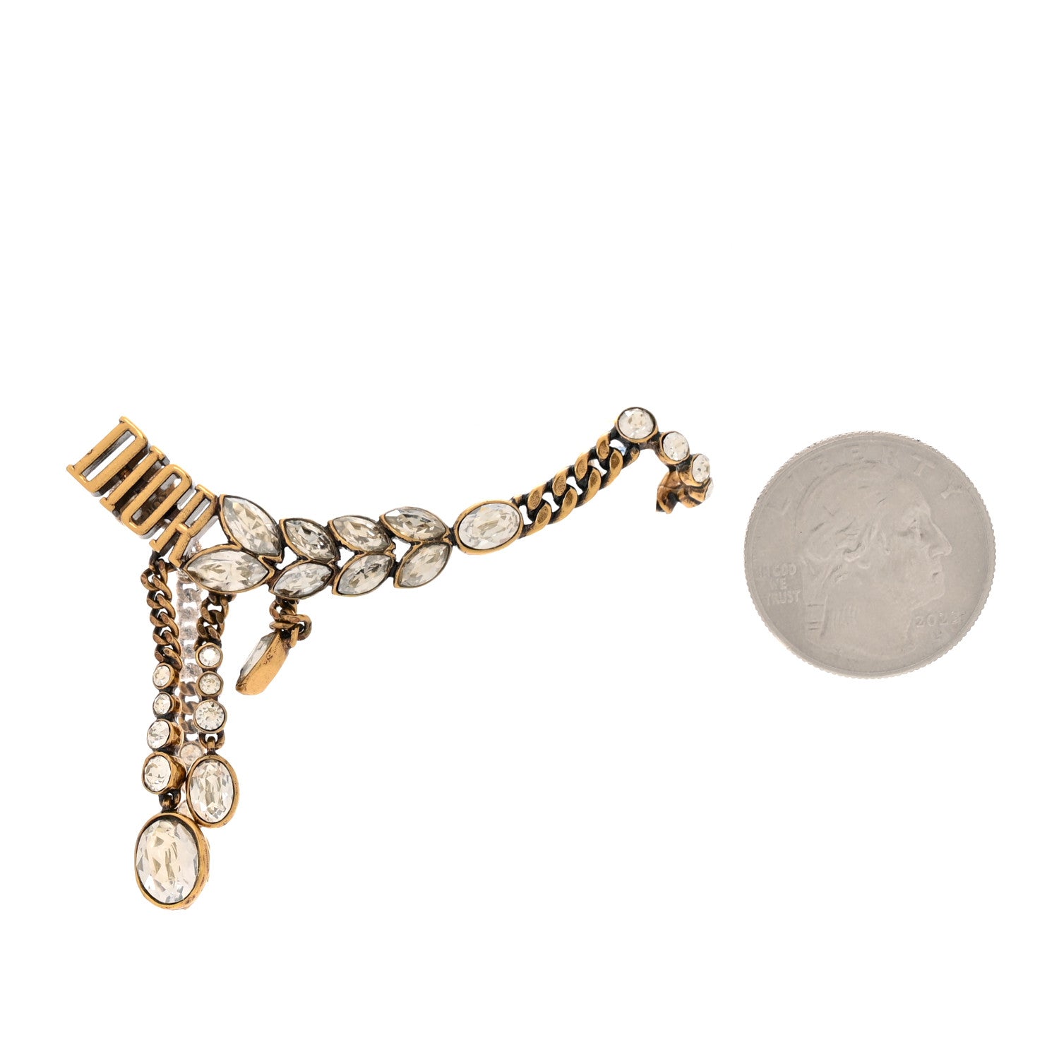 Christian Dior Metal Crystal J'Adior Laurier Ear Cuff Gold 2 of 4