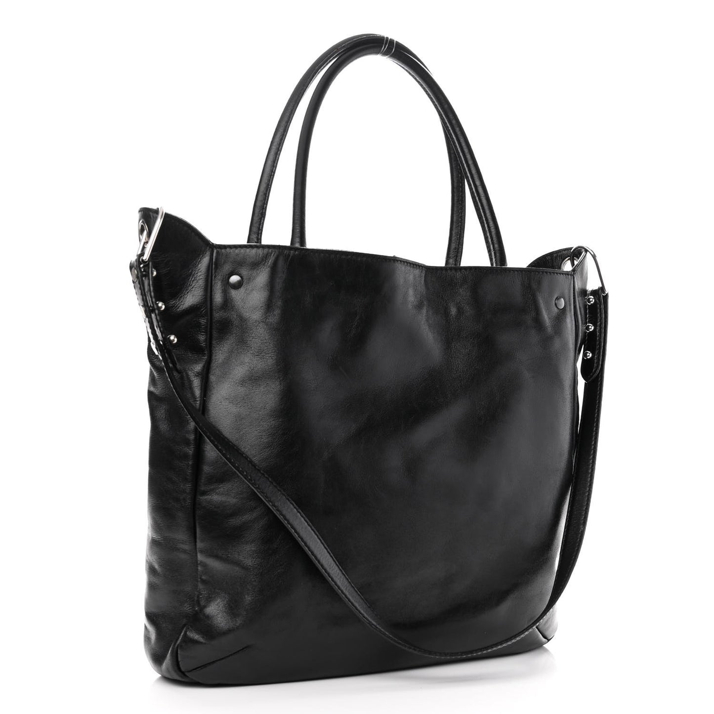 Calfskin Push Lock Tote Black