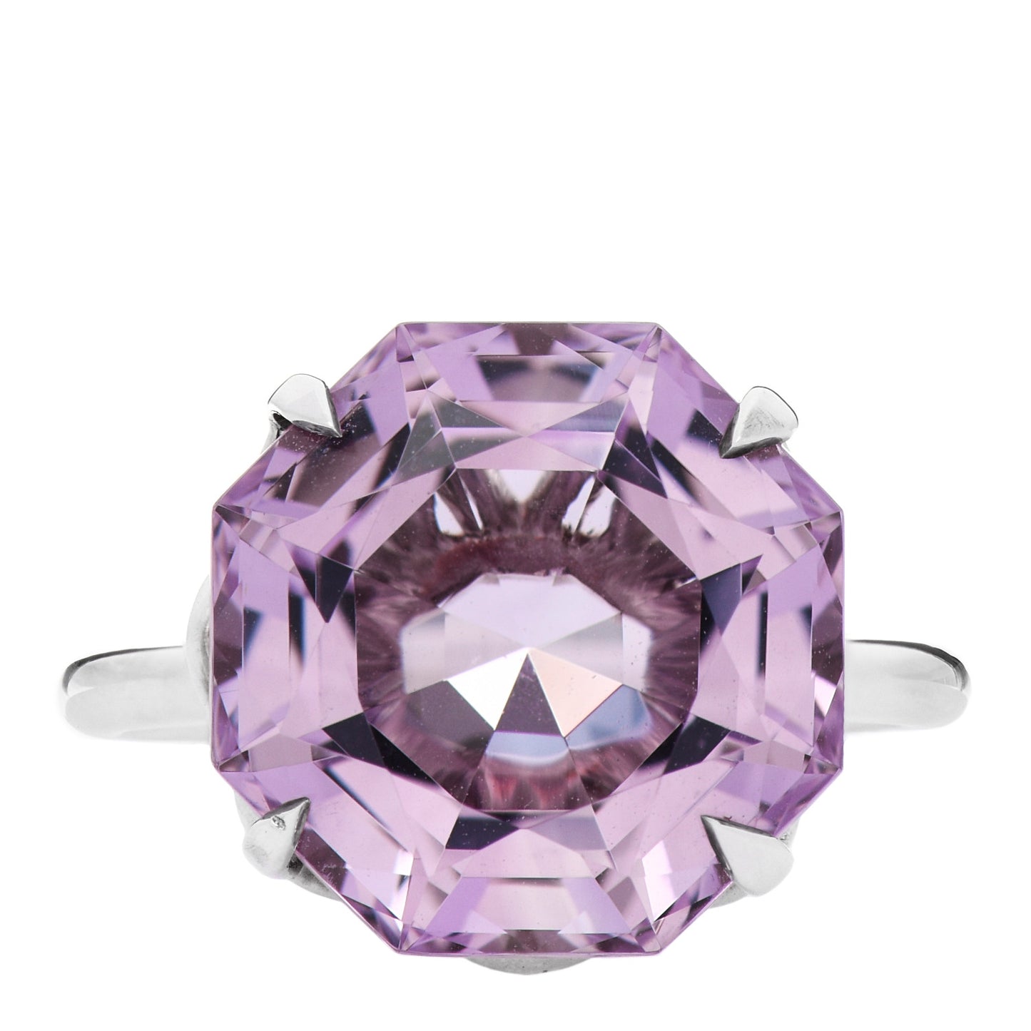 Sterling Silver Amethyst Sparklers Octagonal Cocktail Ring 52 6