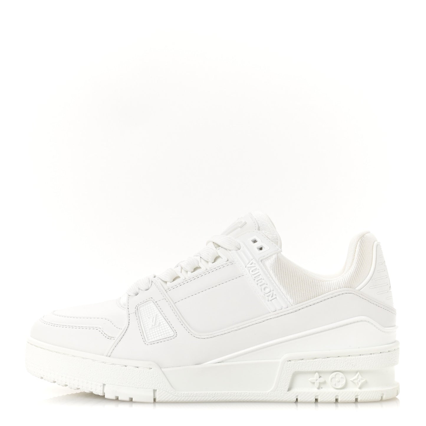 Calfskin Womens LV Trainer Sneakers 37.5 White