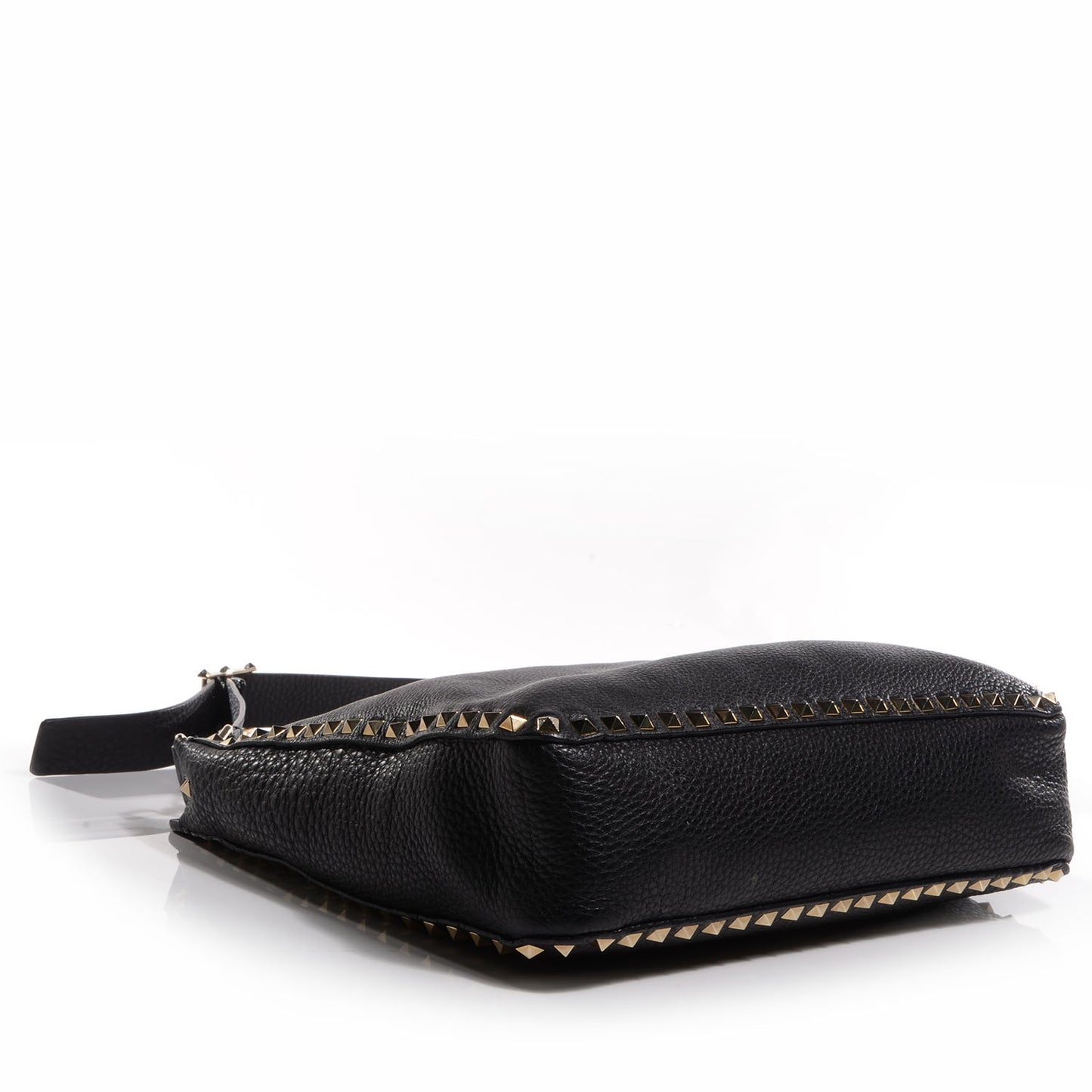 Pebbled Calfskin Large Rockstud Flip-Lock Messenger Bag Black