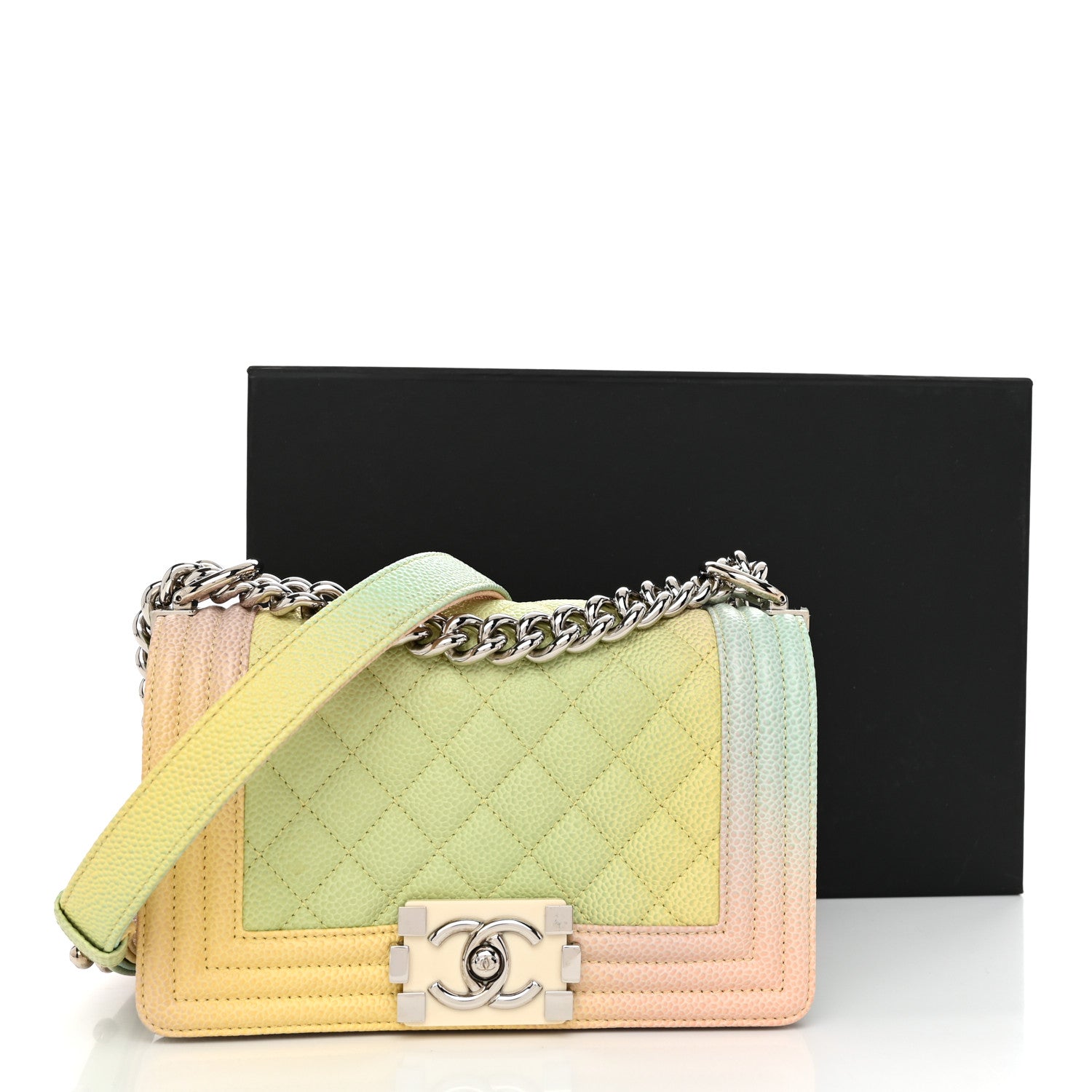 Chanel Caviar Quilted Small Cuba Rainbow Boy Flap Multicolor 12 of 12