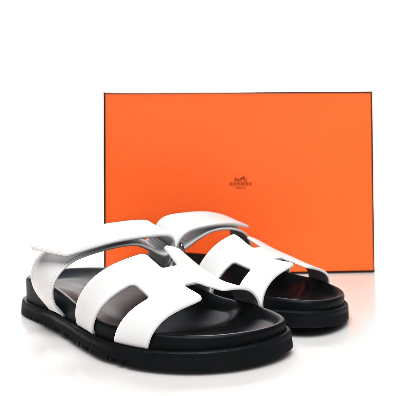 Hermes Calfskin Womens Chypre Sandals 38.5 White 9 of 9
