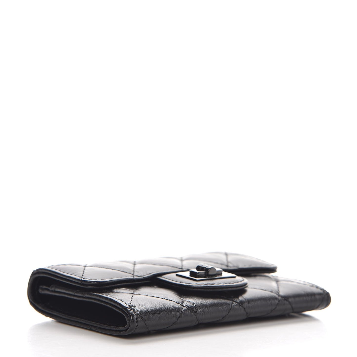 Aged Calfskin Quilted Reissue Flap Card Holder So Black