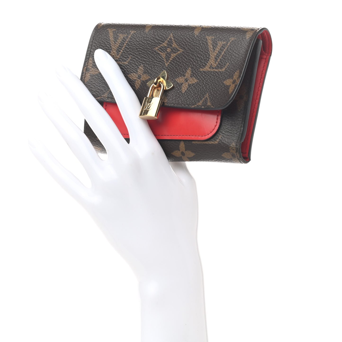 Monogram Flower Lock Compact Wallet Coquelicot