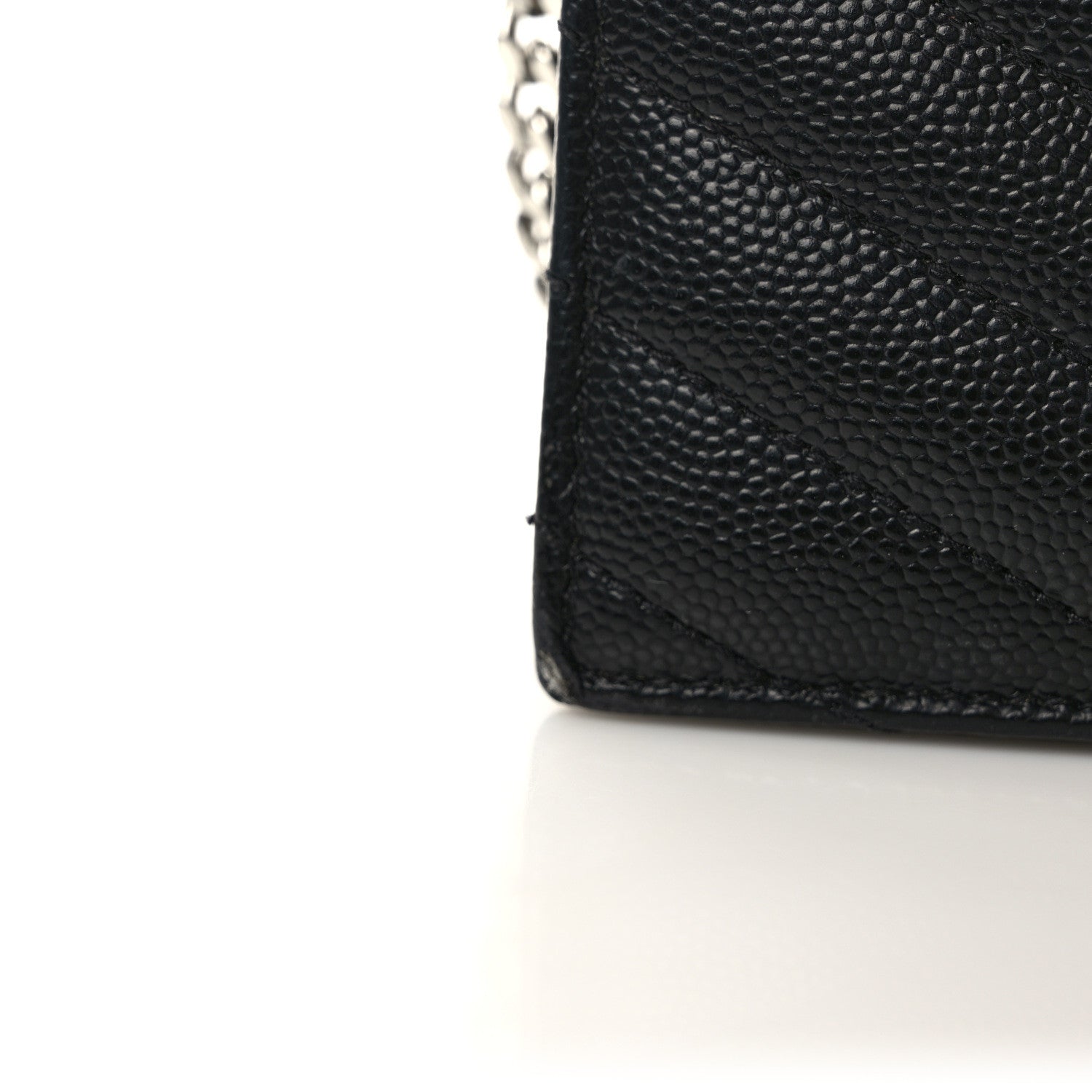 Saint Laurent Grain De Poudre Matelasse Chevron Monogram Envelope Chain Wallet Black 15 of 15