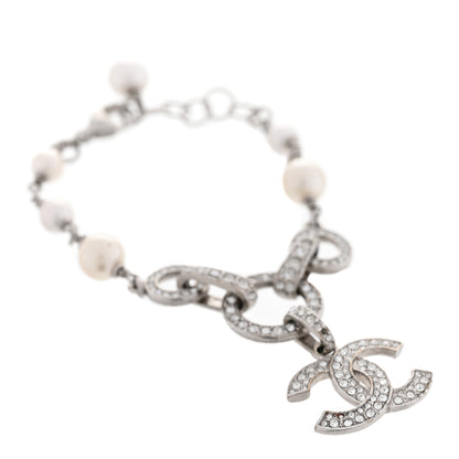Chanel Crystal Pearl CC Bracelet Silver 1 of 3