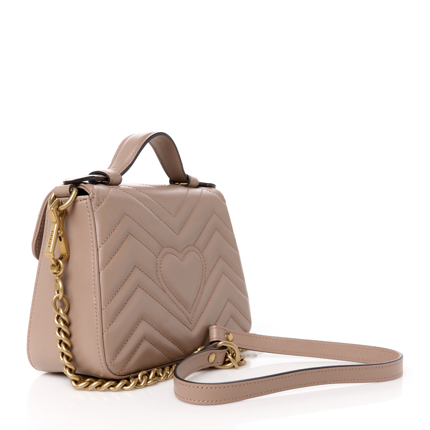 Calfskin Matelasse Mini GG Marmont Top Handle Shoulder Bag Porcelain Rose