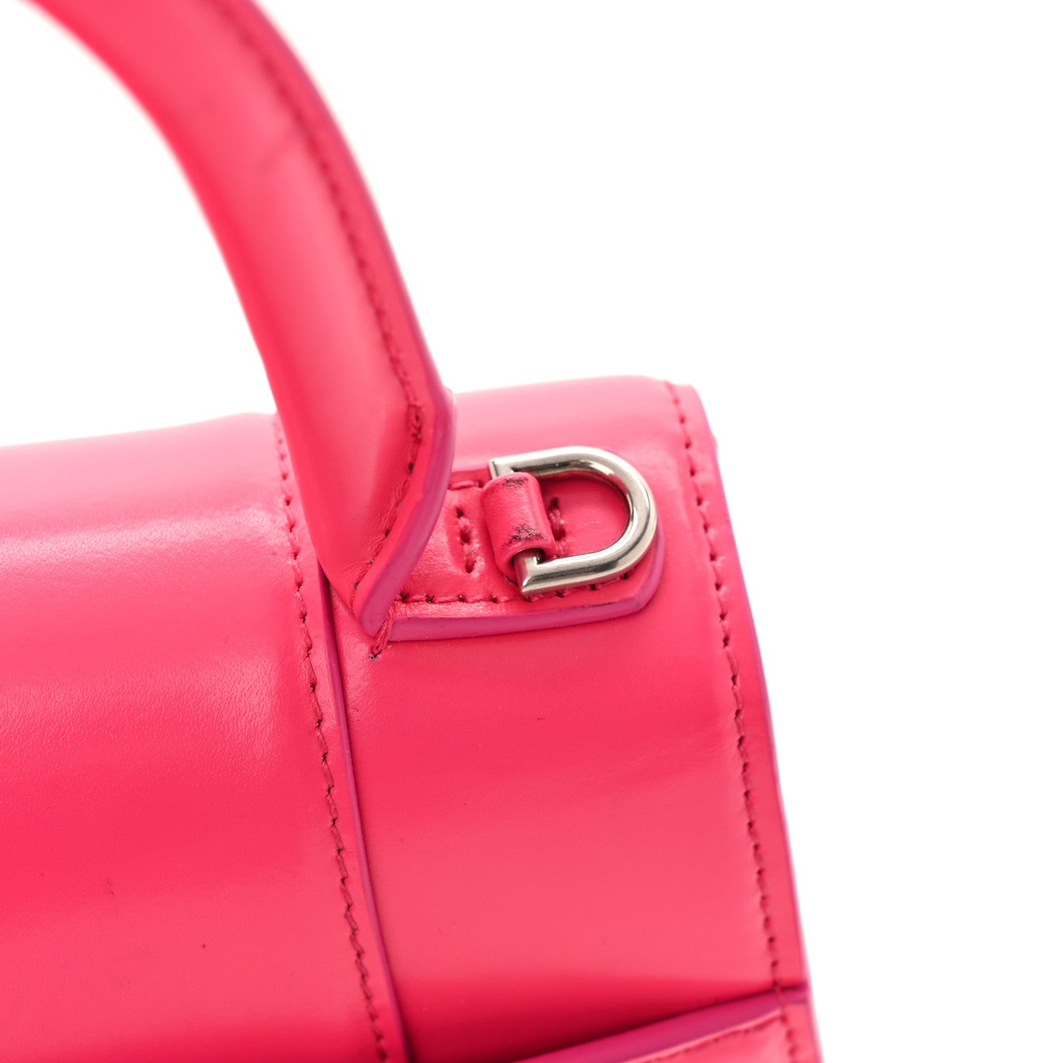 Balenciaga Shiny Box Calfskin Small Hourglass Top Handle Bag Acid Fuchsia 13 of 16