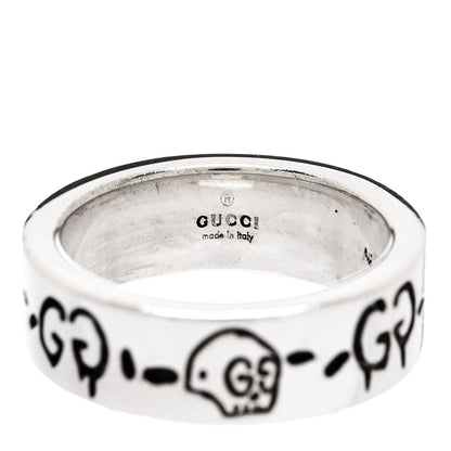 Gucci Sterling Silver Narrow GucciGhost Hamlet Skull Ring 46 3.75 4 of 6