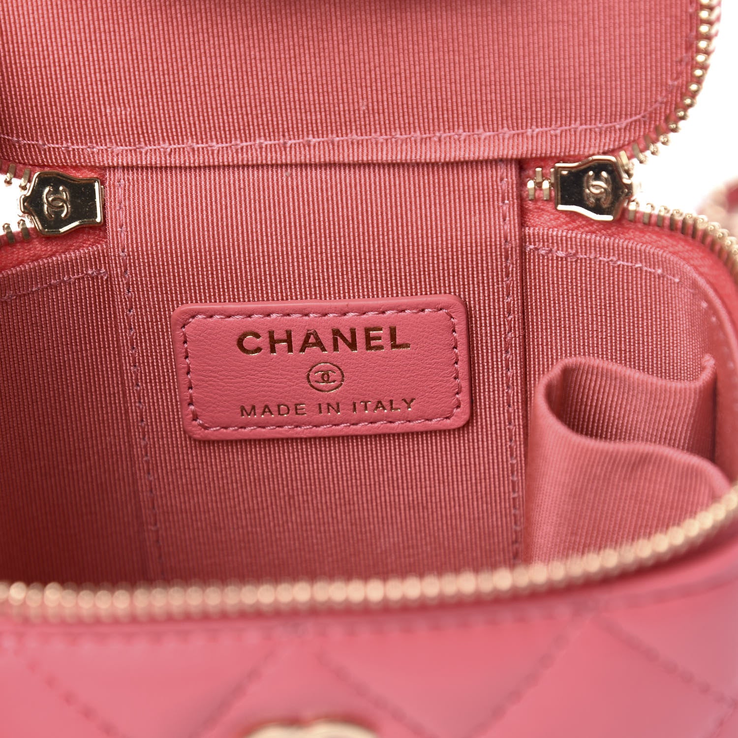 Chanel Lambskin Quilted Mini Vanity Case With Chain Coral 6 of 10