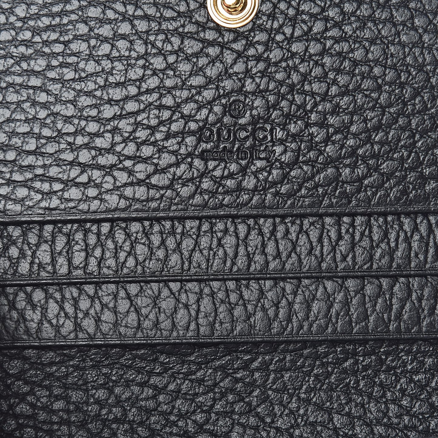 Pebbled Calfskin GG Marmont Card Case Black