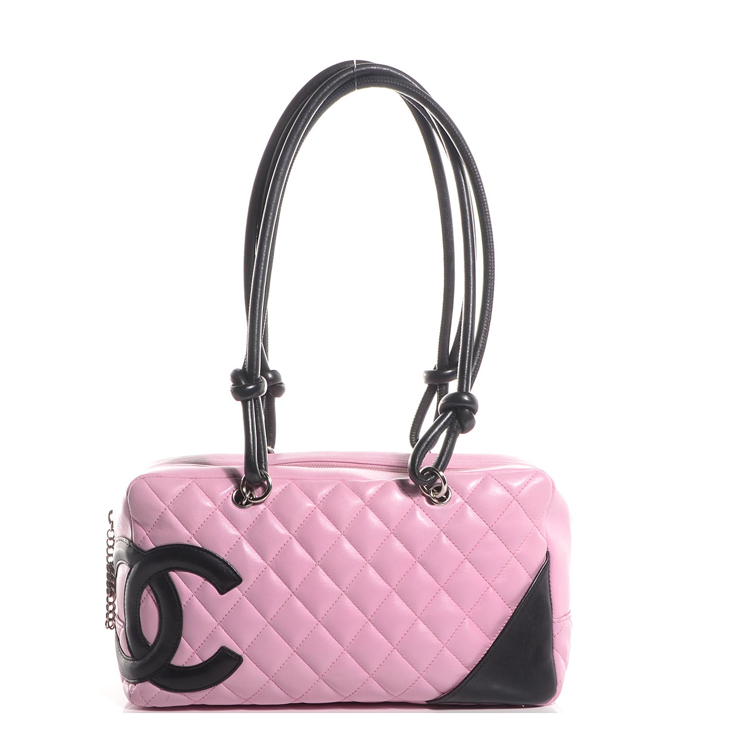 Chanel Calfskin Quilted Large Cambon Bowler Pink Black 1 of 7