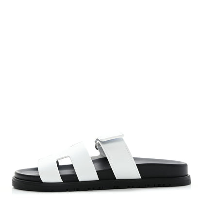 Hermes Calfskin Womens Chypre Sandals 37 White 1 of 8