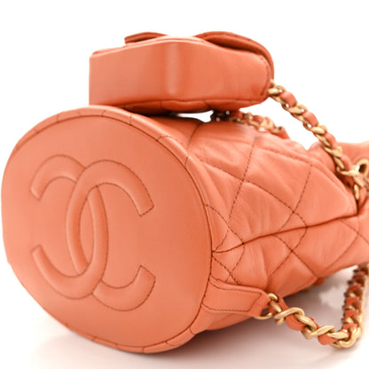 Chanel Calfskin Quilted Small CC Chain Bucket Backpack Orange 11 of 11