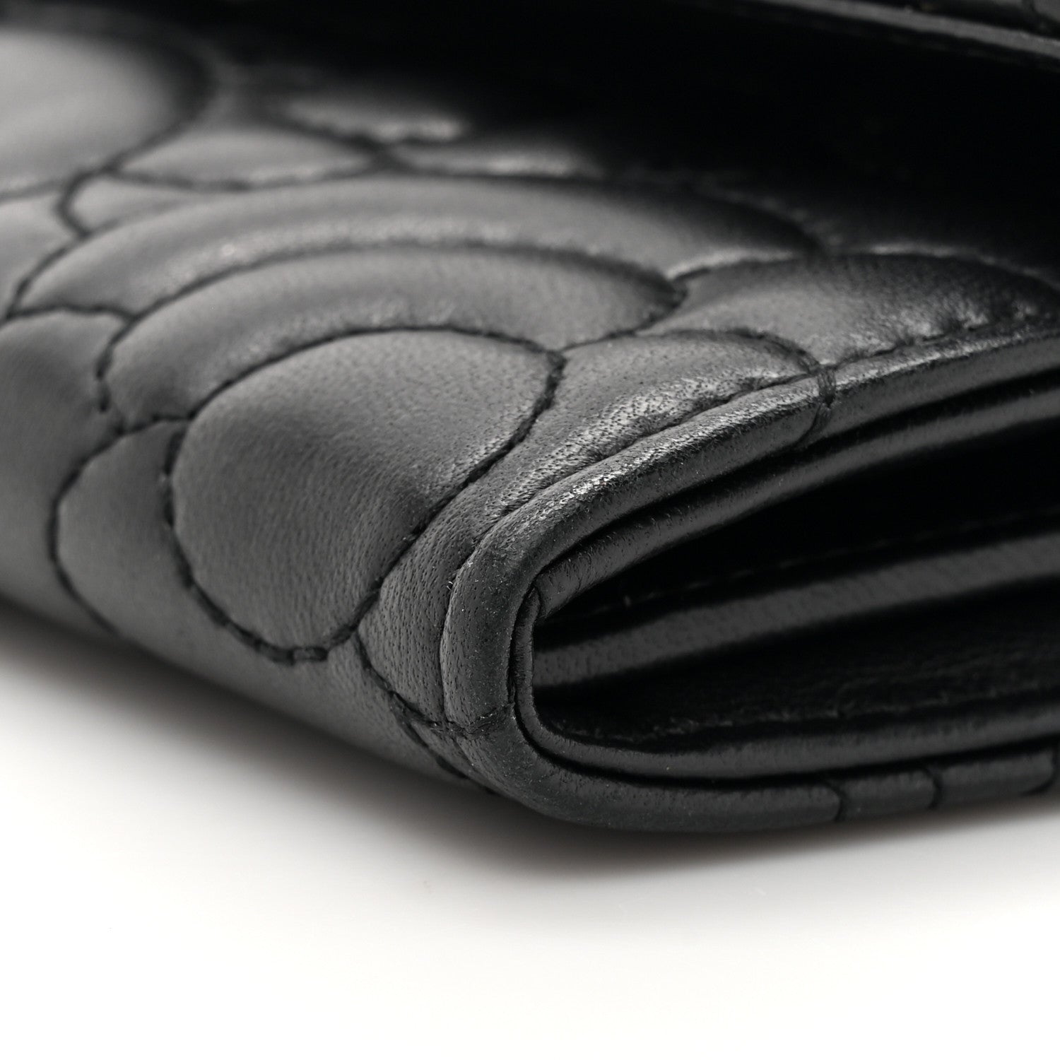 Chanel Lambskin Embossed Camellia Flap Wallet Black 9 of 12