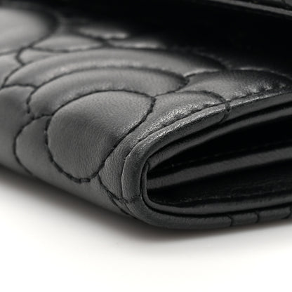 Chanel Lambskin Embossed Camellia Flap Wallet Black 9 of 12